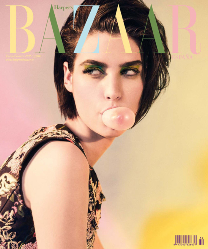 Purpurina de moda en la editorial de Harper’s Bazaar España, 2015