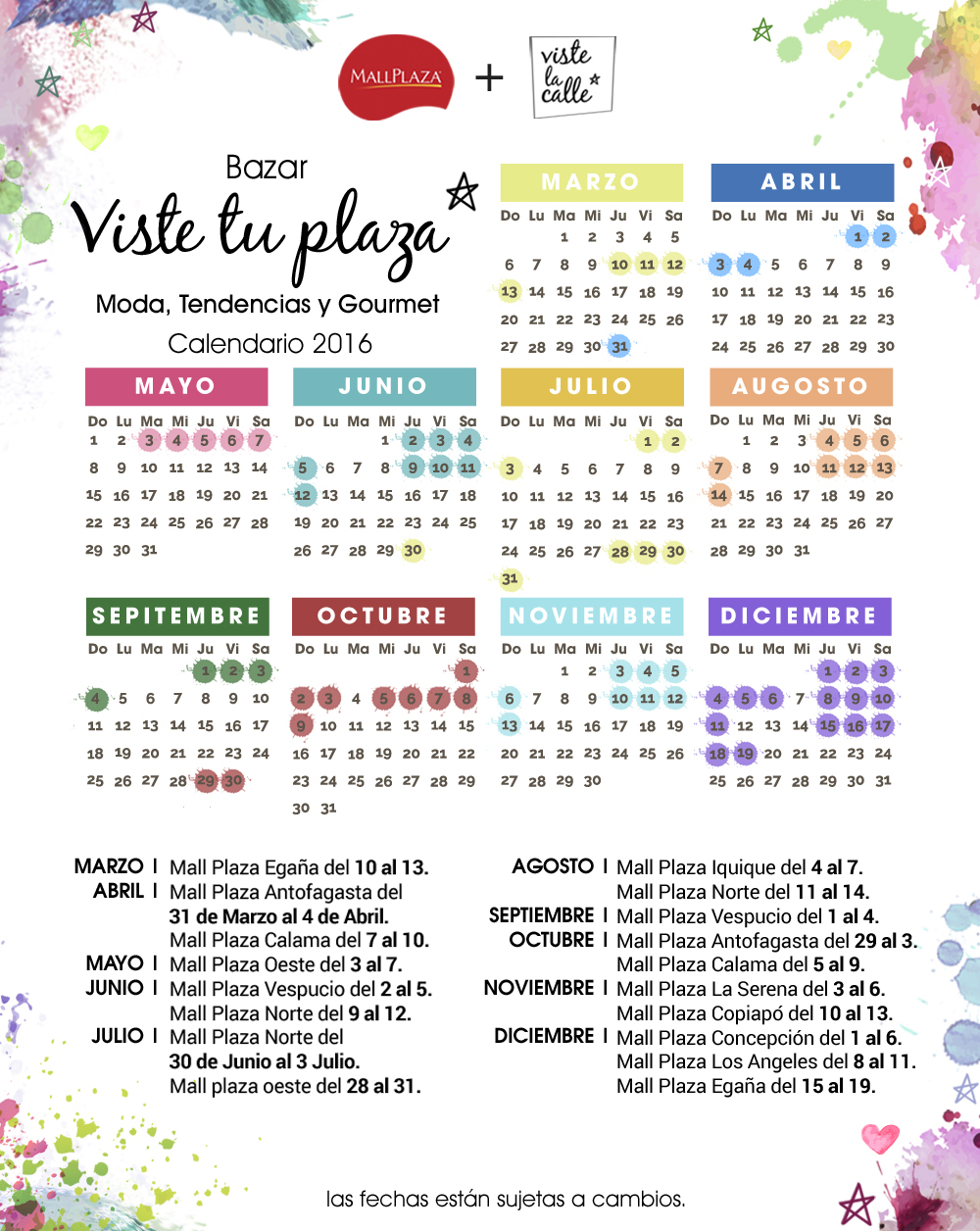 Agenda la fecha VisteTuPlaza en tu ciudad con el calendario 2016 de nuestro recorrido por los Mall Plaza del país