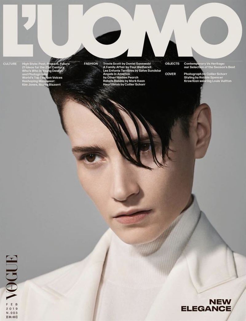Krow Kian, el primer modelo transgénero en la portada de L’Uomo Vogue
